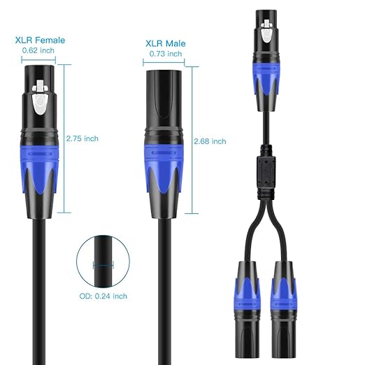 Seefeful XLR Splitter Cable, 1 Female to 2 Male Patch Y Cable, Balanced - Image 4