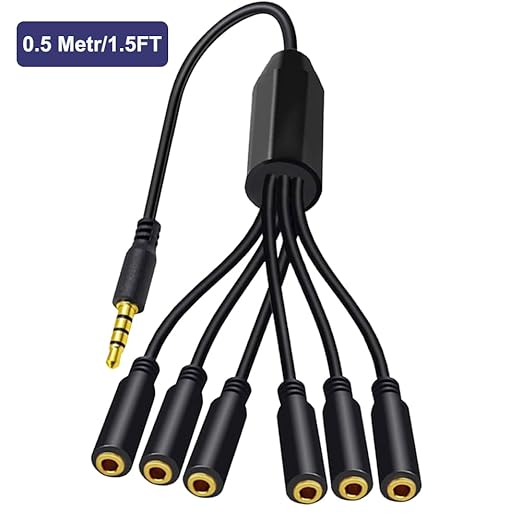 MysRuida 1.6ft 1/8” 3.5mm TRRS Extension Stereo Audio Cable, 1 Male to 4 Female - Image 3