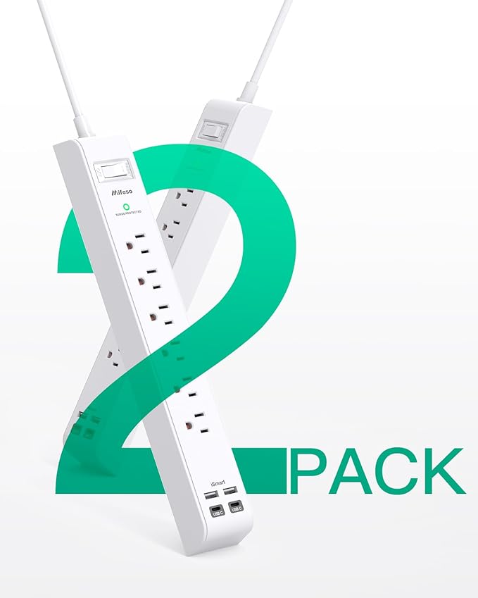 2 Pack Power Strip, 12FT Long Extension Cord, Surge Protector - Image 8
