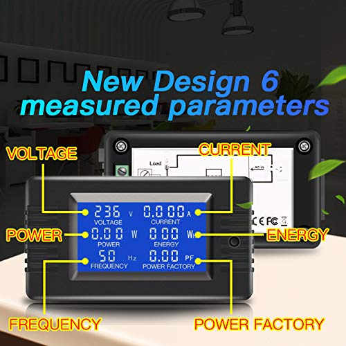 2 Pieces AC Current Voltage Amperage Power Energy Panel Meter LCD Digital - Image 3
