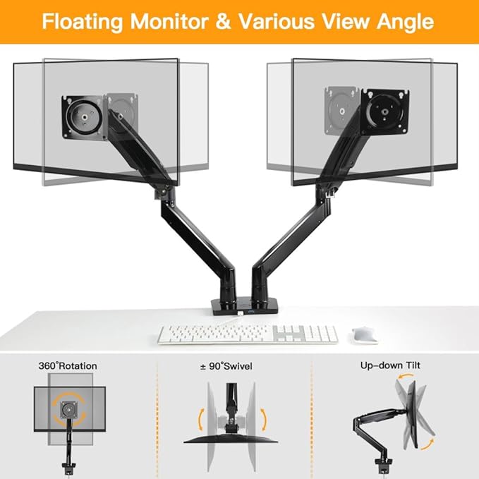 ErGear Dual Monitor Desk Mount up to 40 inches Screens, Max 26.4lbs Capacity - Image 4