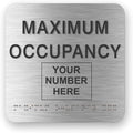 JUSTBRAILLESIGNS CUSTOMIZABLE MAXIMUM OCCUPANCY braille sign, 6” x 6”, Max by JustBrailleSigns