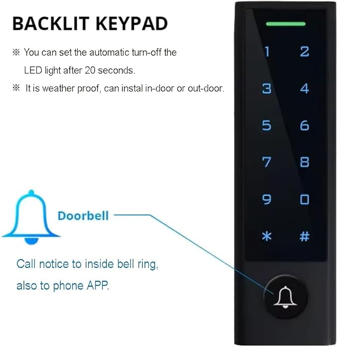 MENGQI-CONTROL WiFi Remote Manage IP66 Watreproof Access Control Keypad ANSI - Image 3