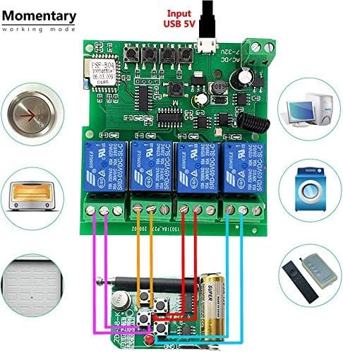 Newgoal 4 Channels WiFi Wireless Smart Switch Inching Self-Locking Relay Module - Image 3