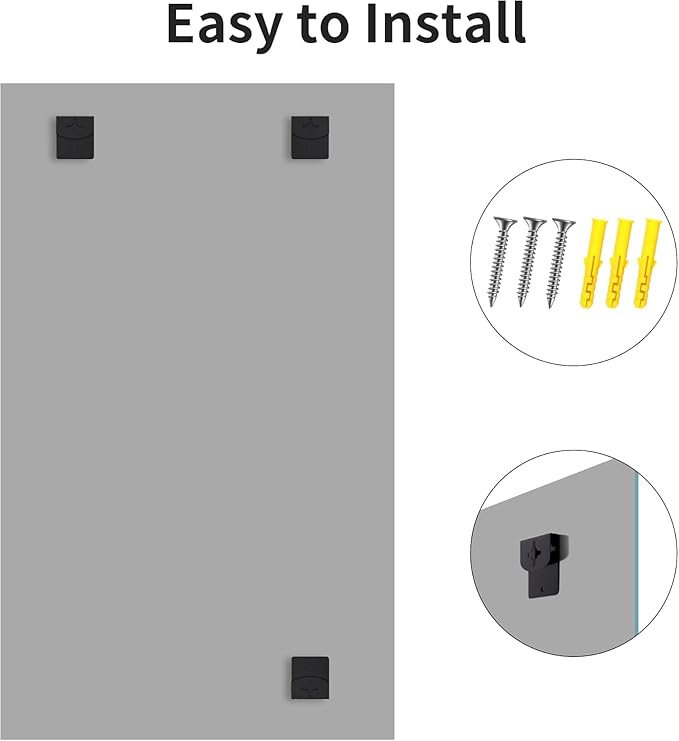 CILIBER Frameless Mirror, 30x48 inch Rectangle Bathroom Mirrors - Image 9