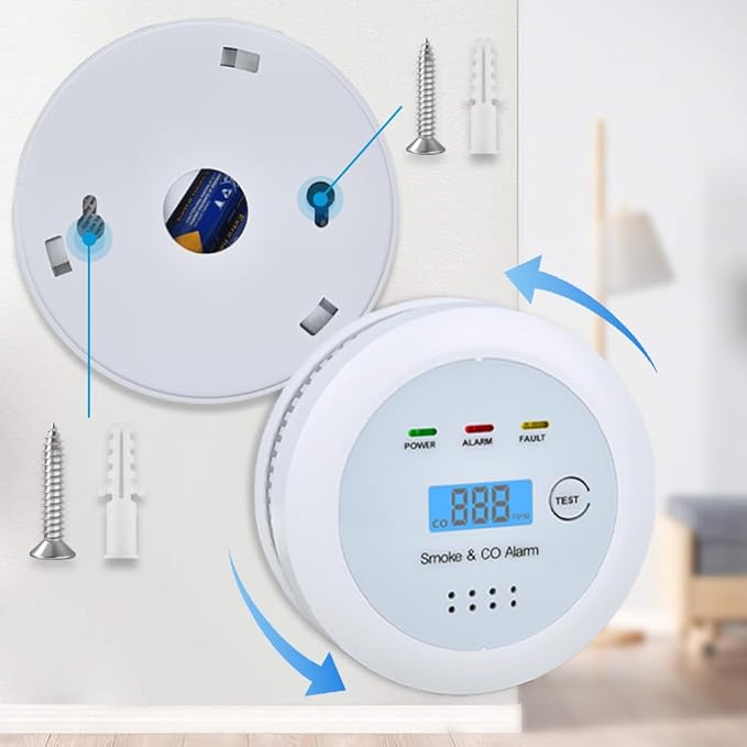 2 in1 Smoke Detector Carbon Monoxide Detector Combo, - Image 6