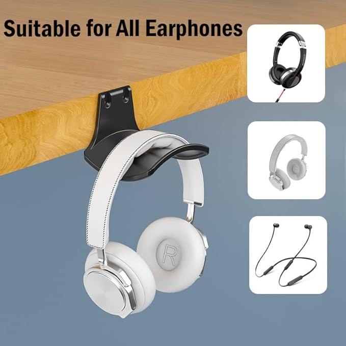 SIROLISA 2-Pack Never Fall Headphone Hooks Hanger Wall Mount, Headset Holder - Image 2