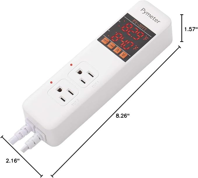 Pymeter 2 in 1 Digital Temperature Controller Dual Outlet Heat Mat Thermostat - Image 9