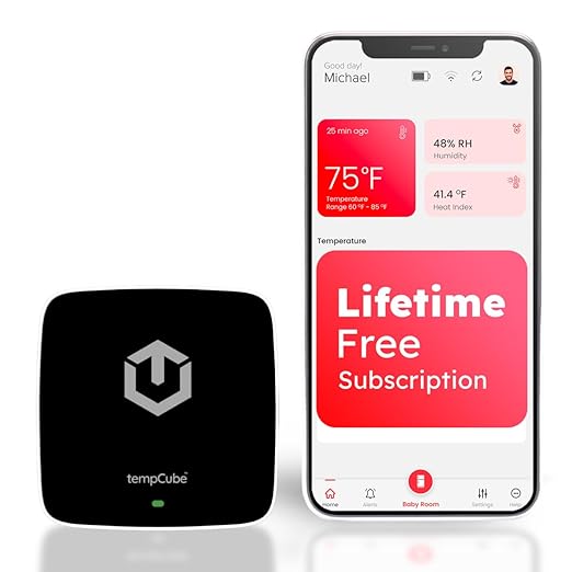 tempCube Pack of 2 WiFi Temperature & Humidity Sensor | Connects 2.4 GHz – by tempCube