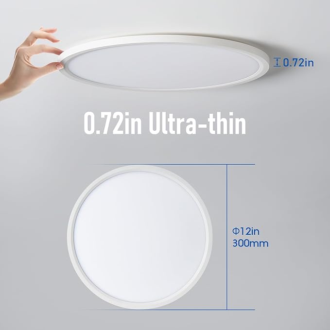 YELIOLED 12 Inch Slim Dimmable LED Flush Mount Ceiling Light Fixtures, 24W - Image 4