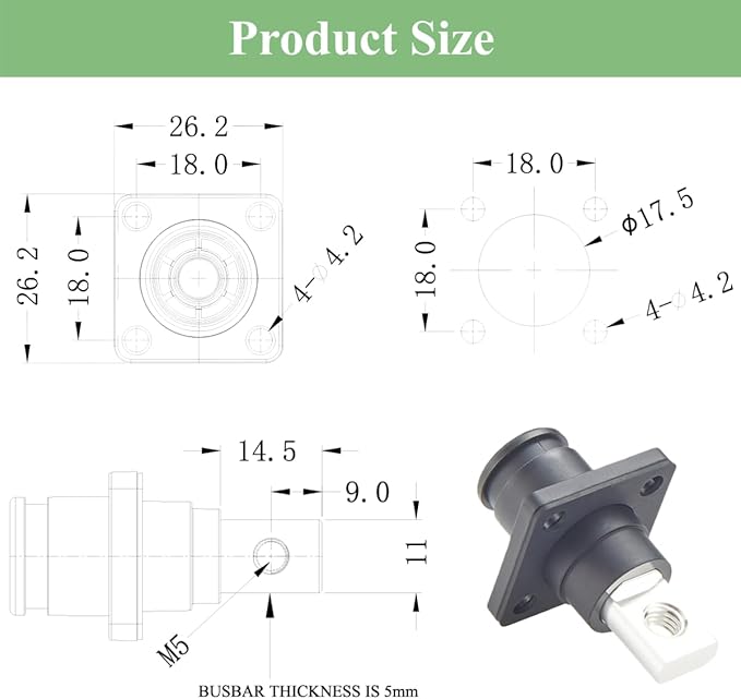 1 Set Battery Energy Storage Connector 100A 16mm² High Current HV Connectors - Image 7