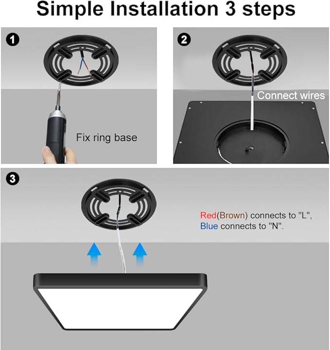 12inch 24W LED Flush Mount Ceiling Light, 4000K Square LED Ceiling Light - Image 5