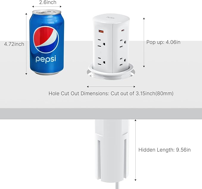 Pop up Outlet for Countertop, 3 inch Hole Desktop Power Grommet, 8 Outlets 4 - Image 5
