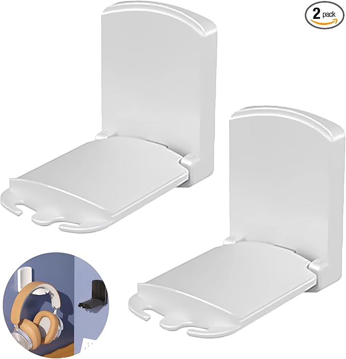 SIROLISA 2-Pack Headphone Stand, Sticky Adhesive Headset Hanger by SIROLISA