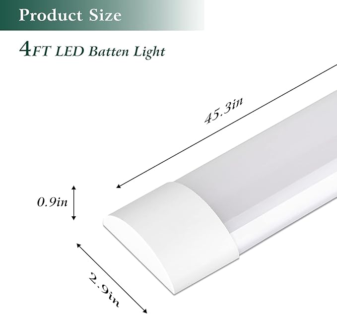 colmeguna 4 Packs 4FT LED Batten Light, Ultra-Thin Slim Ceiling Surface Mounted - Image 2