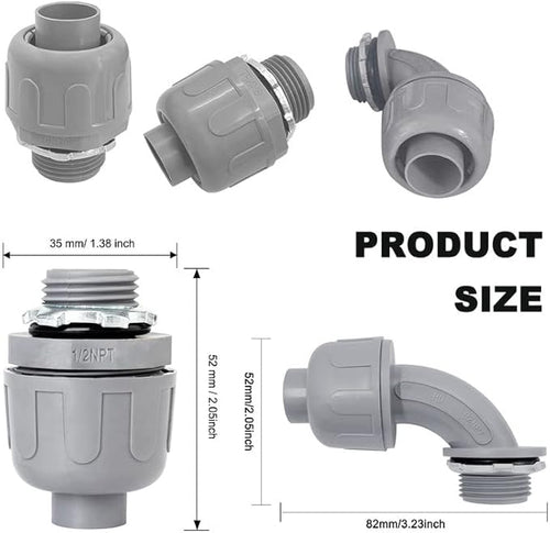 1/2 inch Liquid Tight Connector PVC Flexible Conduit Connector UL Listed Liquid - Image 2