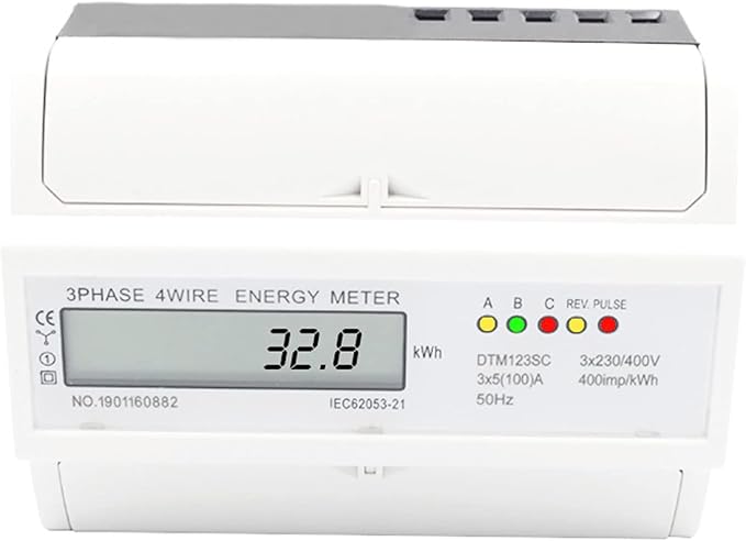 Tyenaza Energy Meter, Digital 3 Phase Energy Meter, LCD Display White ABS - Image 3