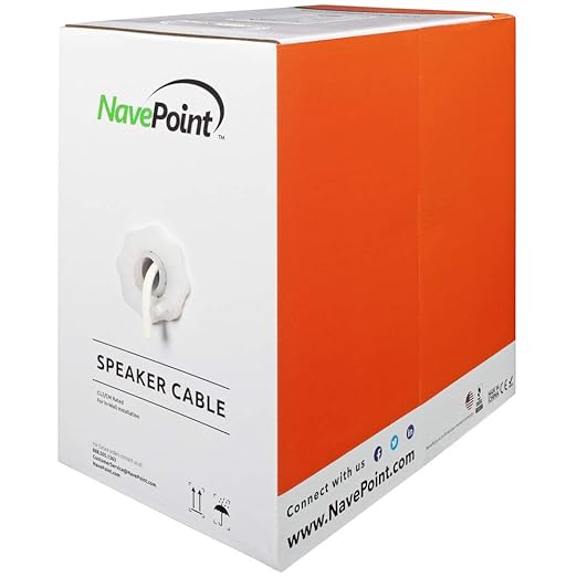 NavePoint 250ft in Wall Audio Speaker Cable Wire CL2 14/4 AWG Gauge 4 Conductor by NavePoint