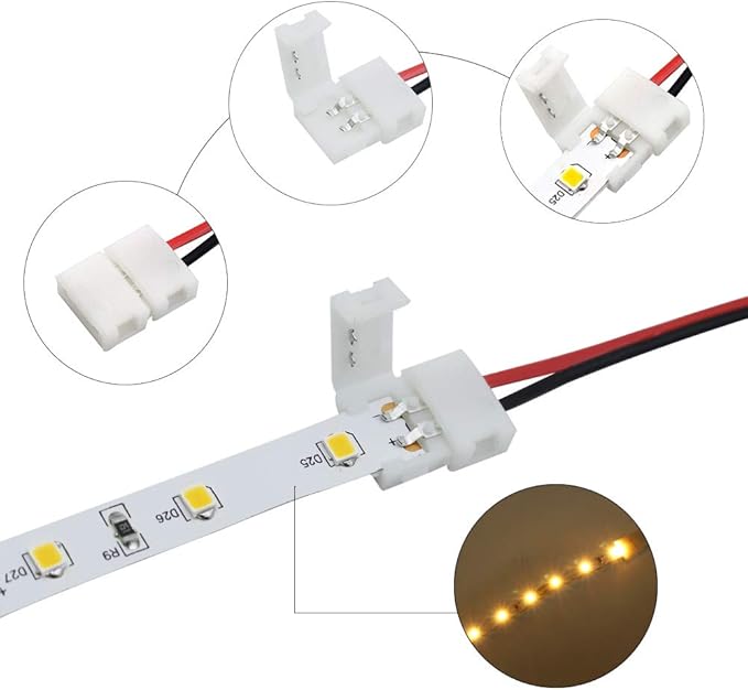 LightingWill 10pcs Pack Strip Wire Solderless Snap Down 2Pin Conductor LED - Image 2