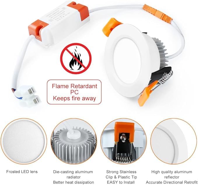 inShareplus 2 Inch LED Recessed Lighting, Downlight Dimmable 3W, 3000K Warm - Image 3