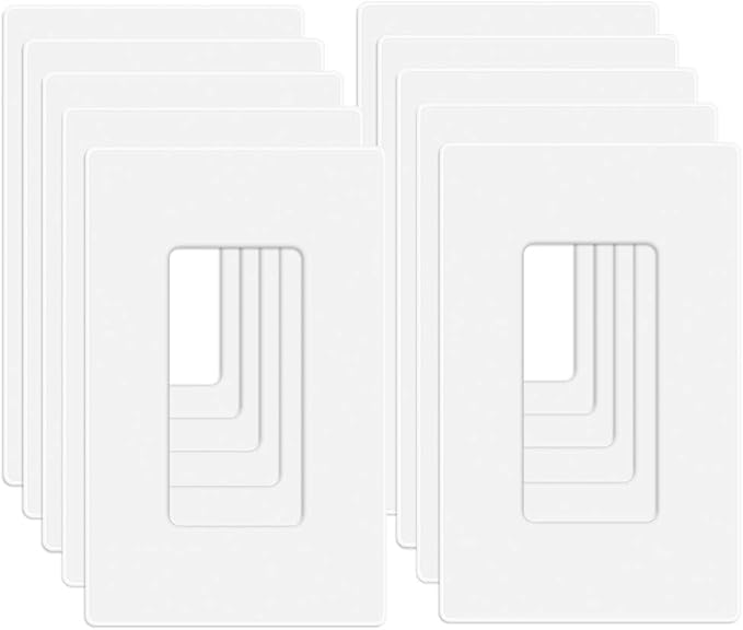 MLLIZH 10 Pack 1-Gang Screwless Wall Plate, Outlet Cover Plates, 4.57” H x by MLLIZH