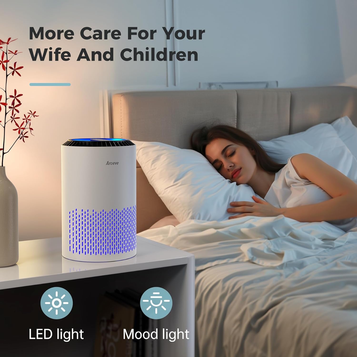 Air Purifiers for Bedroom Home, Air Purifier for Smoke Pollen Dander Hair Smell Air Cleaner with Sleep Mode Speed Control for Bedroom Office, MK01- White(Available for California) | Energy Star Efficiency, Meet Global Recycled Standard, 360-Degree Air Inlets, 22Db Noise Level, Aromatherapy Function