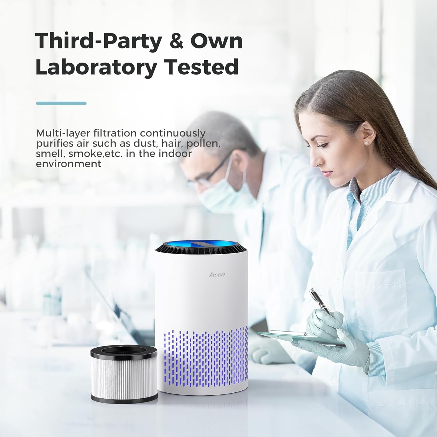 Air Purifiers for Bedroom Home, Air Purifier for Smoke Pollen Dander Hair Smell Air Cleaner with Sleep Mode Speed Control for Bedroom Office, MK01- White(Available for California) | Energy Star Efficiency, Meet Global Recycled Standard, 360-Degree Air Inlets, 22Db Noise Level, Aromatherapy Function