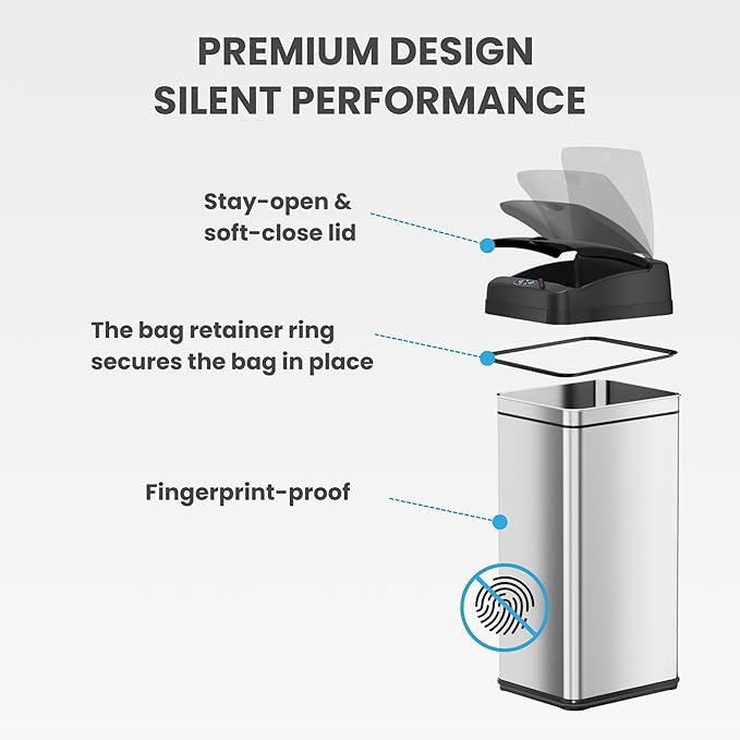 iTouchless 50 Liter / 13 Gallon Kitchen Trash Can - Image 5
