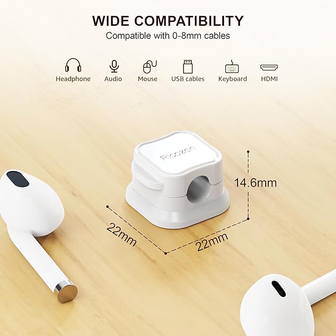 6 Pack Magnetic Cable Clip Organizer Cord Holder, Picozon Adhesive Cable - Image 7
