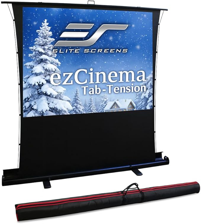 Elite Screens ezCinema Tab-Tension, Tab-Tensioned Scissor-Backed, Manual Pull by EliteScreensInc