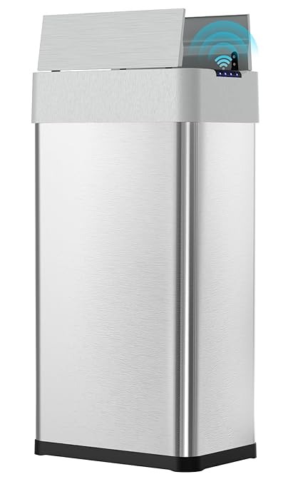 Arlopu 18.5 Gal Automatic Trash Can, 70L Stainless Steel Motion Sensor Garbage by Arlopu
