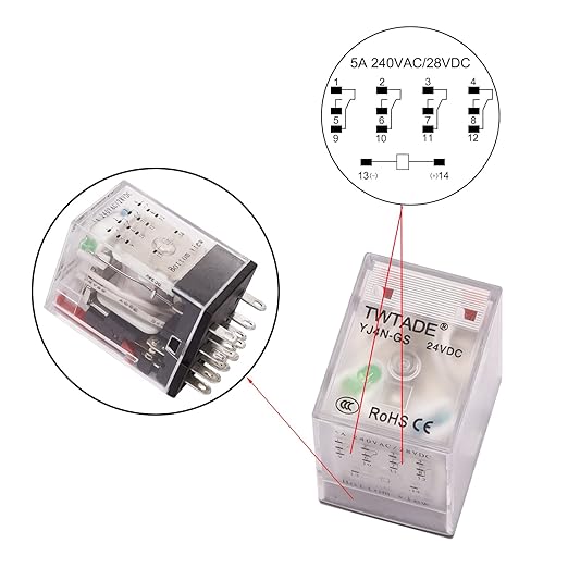 TWTADE AC 110V/120V Relay 5A Electromagnetic Power Coil Relay 14 Pins 4PDT - Image 4