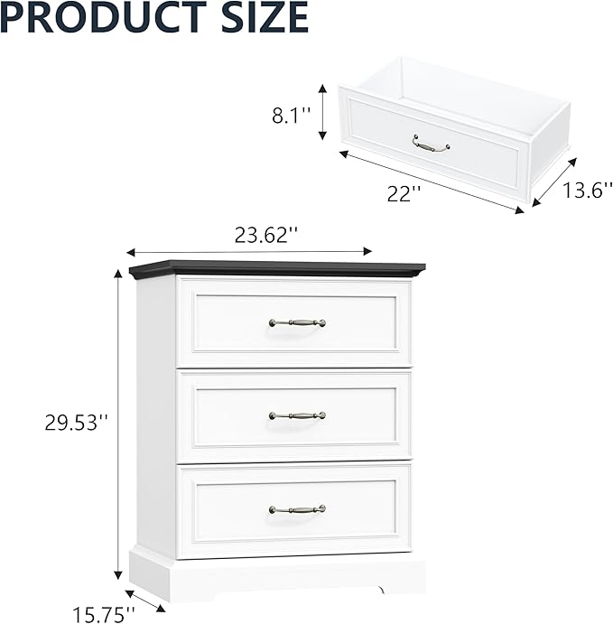 Nightstand Set of 2, Rustic Farmhouse Wood Small Dresser, Bedside Table - Image 2