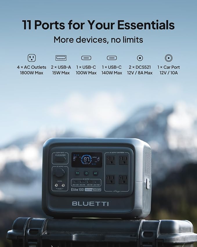 BLUETTI Elite 100 V2 Portable Power Station, 1024Wh LFP Battery Backup w/ 4 - Image 4