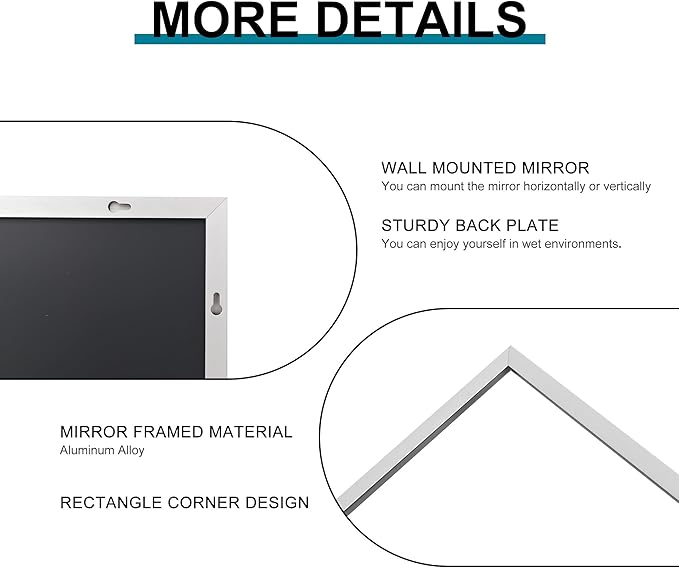 36" x 40"Bathroom Mirror, Decorative Rectangular Vanity Mirror - Image 7