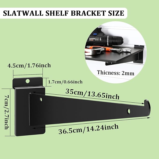 24Pcs Slatwall Shelf Bracket 14 inch, Heavy Duty Slatwall Knife Shelf Bracket - Image 2