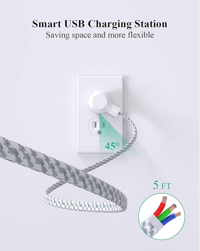 2 Pack Power Strip Surge Protector, 6 Outlets 4 USB Ports 5Ft Long Extension - Image 8