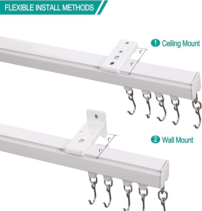 ChadMade Ceiling or Wall Mount Curtain Track Kit - 6ft Adjustable Length Drape - Image 5