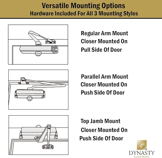 Dynasty Hardware Door Closer, Grade 1 Heavy Duty Commercial Hydraulic Closer - Image 5