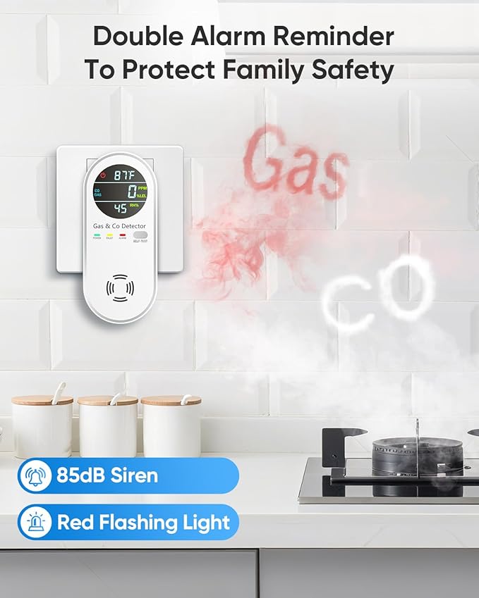 Vilfet Carbon Monoxide Detectors and Natural Gas Detector, 4-in-1 Carbon - Image 4