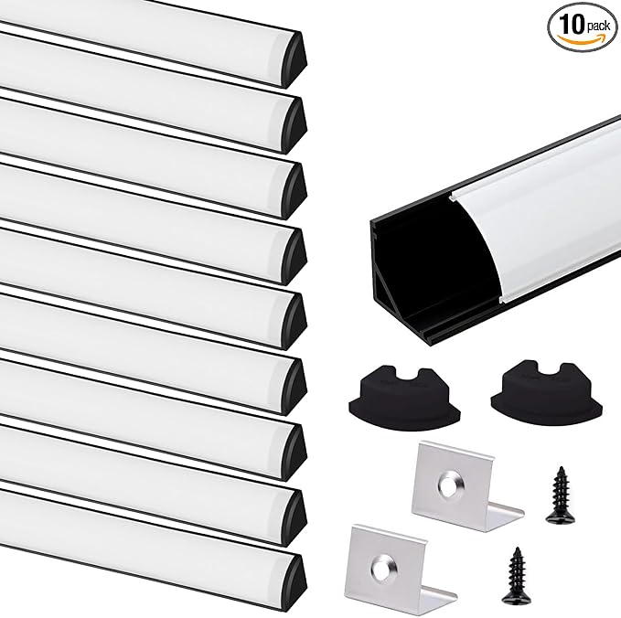 VST 10pack 3.3ft LED Channel, V Shape Diffuser, Aluminum Channel System by VSTLighting