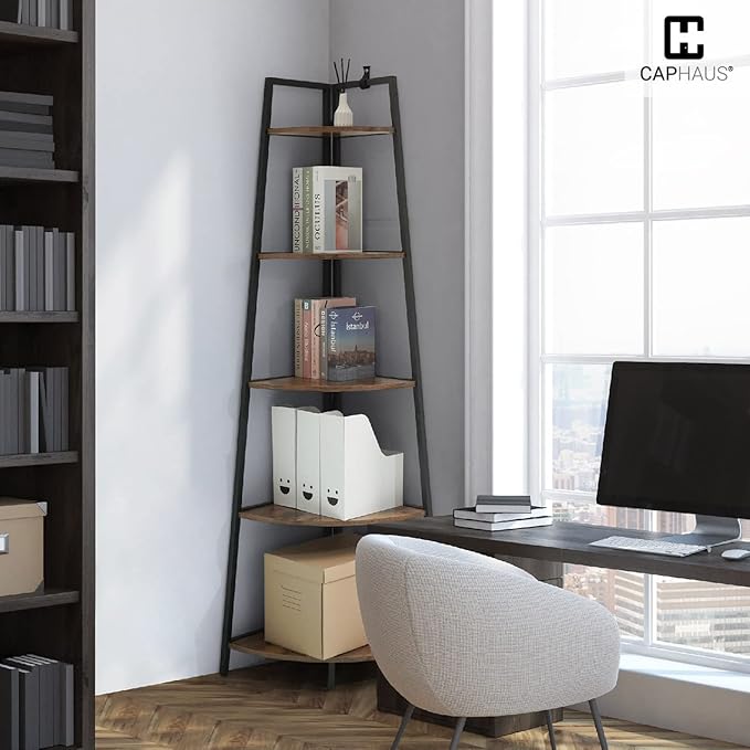 CAPHAUS Tall Corner Shelf Stand, 4-Tier Display Shelves, Ladder Corner Wood - Image 8
