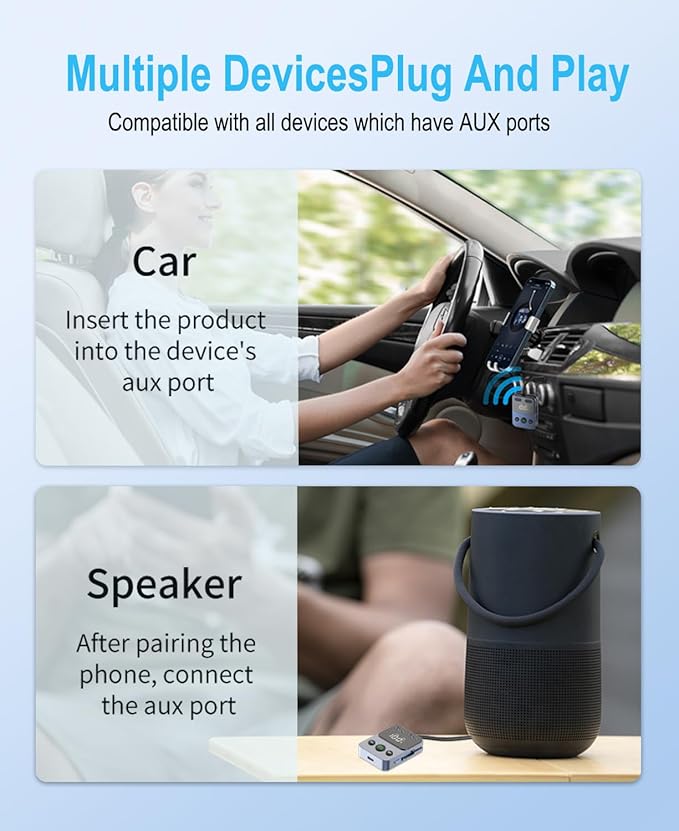 BabbleCom Bluetooth 5.3 Transmitter Receiver, 2-in-1 Adapter - Image 4