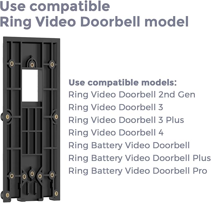 No-Drill Mounting Plate for Ring Video Doorbell 1/2/3/3 Plus/4, Battery - Image 2