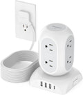 TESSAN Surge Protector Power Strip Tower, Flat Plug Extension Cord 10 Ft by TESSAN