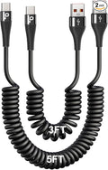 PRAKIE Coiled USB C Cable Fast Charging by PRAKIE