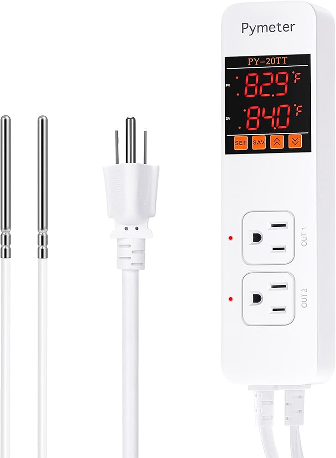 Pymeter Digital Temperature Controller Dual Probe Reptile Thermostat Controlled by Pymeter