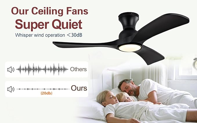 Ceiling Fans with Lights, 42 Inch Low Profile Ceiling Fan with Light, Flush - Image 6