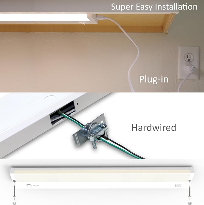 Leetdud Under Cabinet Lighting Plug in or Hardwired Built-in Dimmer, 24 Inch 12W - Image 6