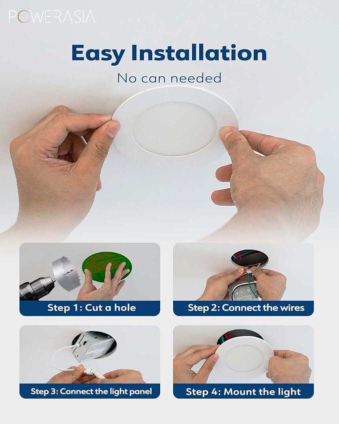 POWERASIA 12 Pack 6 Inch Ultra-Thin LED Recessed Ceiling Light - Image 4